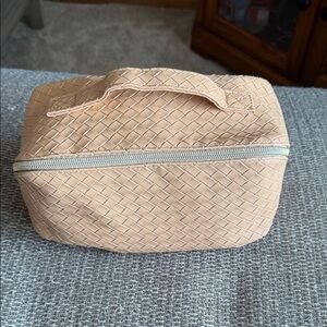 Woven Tan Cosmetic Bag